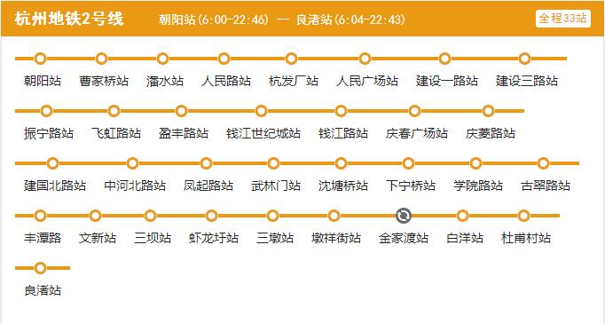 杭州地铁2号线线路图